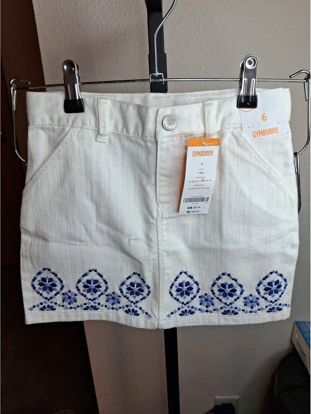 Gymboree Girls White Skirt size 6 NWT